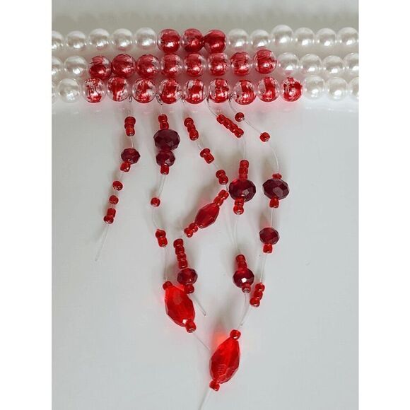 🩸 Goth Vampire Halloween Costume Dripping Blood Pearl Choker Necklace NEW - Picture 11 of 11